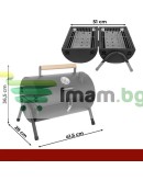 Градинско барбекю скара Kaminer с капак, термометър, 2 решетки, 2 тави